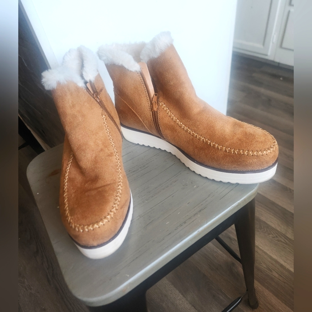 ANA Womans  Tan Suede Ankle Boots